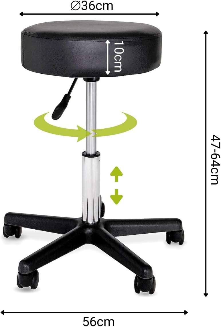 dibea Rollhocker Arbeitshocker Hocker Praxishocker, schwarz, Schwarz