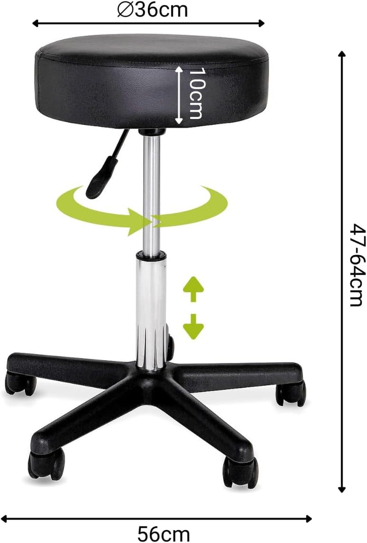 dibea Rollhocker Arbeitshocker Hocker Praxishocker, schwarz, Schwarz
