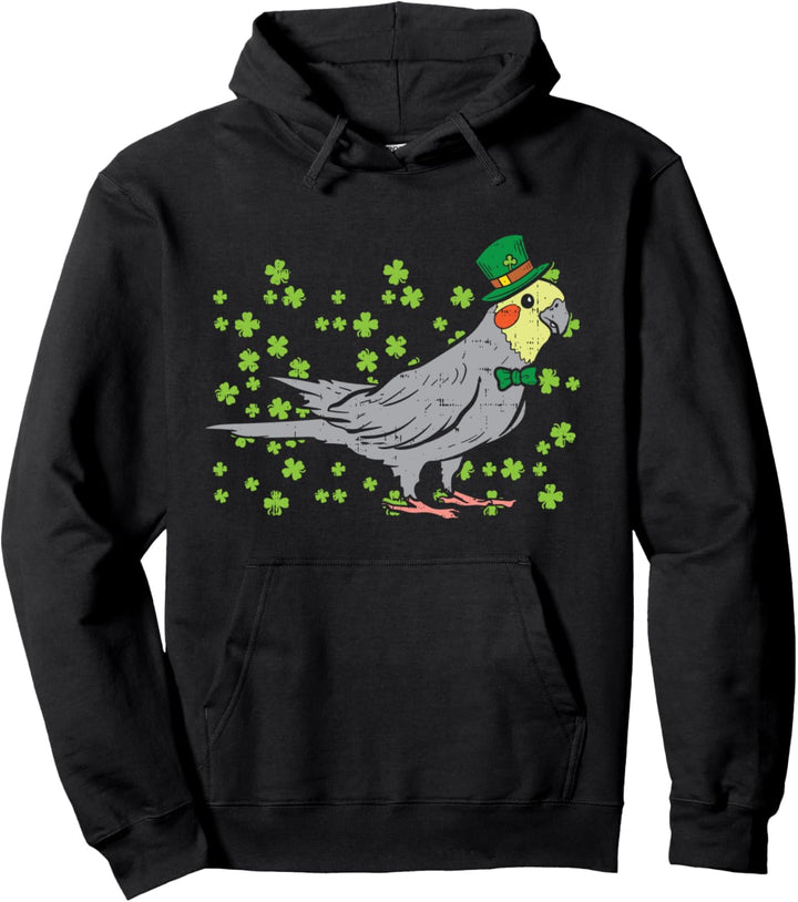 Leprechaun Cockatiel Bird Clover St Patricks Day Animal Gift Pullover Hoodie