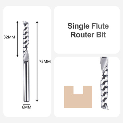 SpeTool 5 Stück Alu Fräser 6mm Schaft VHM Fräser Einschneidiger Fräser 32 mm Schnittlänge CNC Fräser