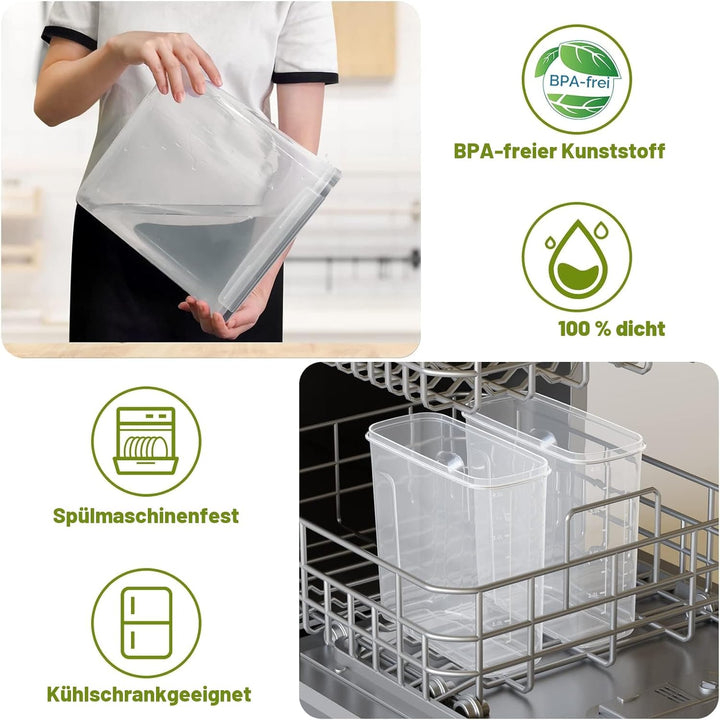 Withosent 2.5L Vorratsdosen Luftdicht 6er Set, Aufbewahrungsbox Küche mit Deckel aus Plastik, Vorrat