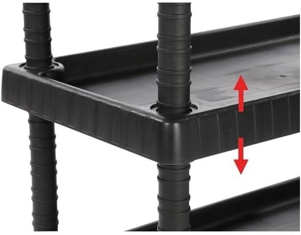 Art Plast D+75373 Rollwagen aus Polypropylen, Sheel, Schwarz, 750 x 375 x 920 mm