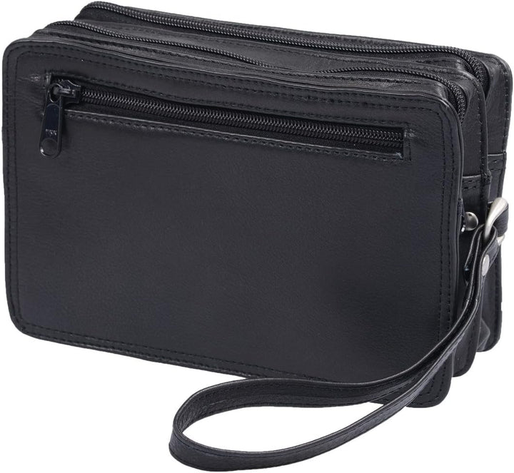 Leder Handgelenktasche für Männer aus Rindleder (155B) Herrentasche echtes Leder Tasche Bag Neu