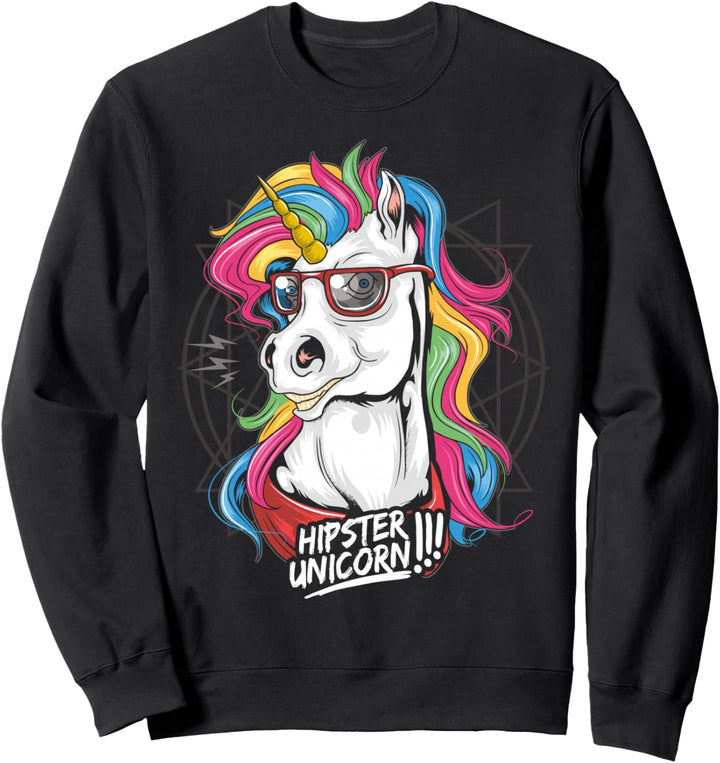 schönes Regenbogen Hipster Einhorn Sweatshirt