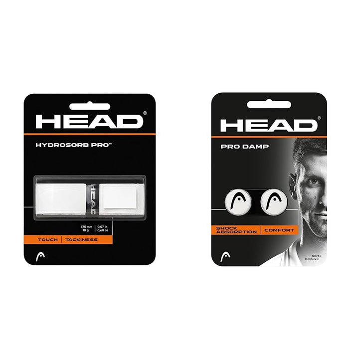 HEAD Unisex Hydrosorb™ Pro Griffband, Weiss, Einheitsgrösse EU & Schlägerzubehör Pro Damp 2er Tennis