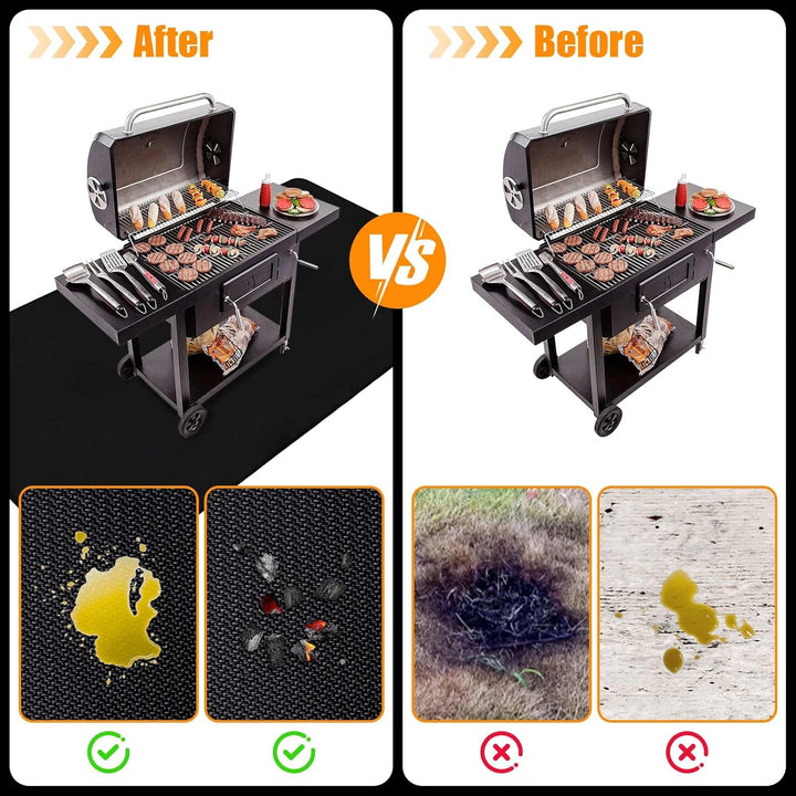 THMINS 152X122CM Extra Large Grill Mat for Outdoor Grill - Fireproof Deck and Patio Protector, Water