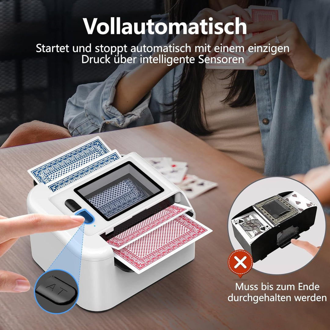 ShinePick Kartenmischmaschine Elektrische für 1-2 Decks, One-Press Auto & Manueller Wiederaufladbare