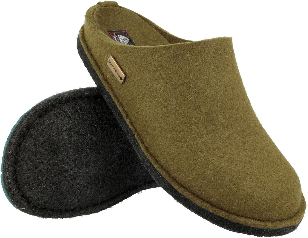 HAFLINGER Damen Hausschuh Herren Pantoffel Filz Komfortweite Flair Soft 311010 41 EU Olivgrün, 41 EU