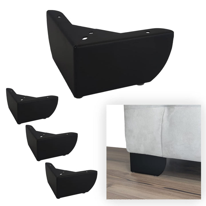 P17 | Modell GROSSETO | Set 4 Füsse + 16 Schrauben | matt schwarz | Höhe 8,5 cm | Beine für Sofa, Mö