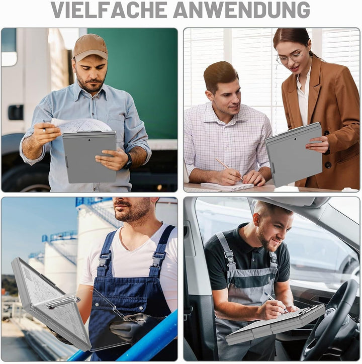 Hnogri Kunststoff-Klemmbrett mit Aufbewahrung, Ordner Pflege Klemmbretter seitliche Öffnung, Heavy-D