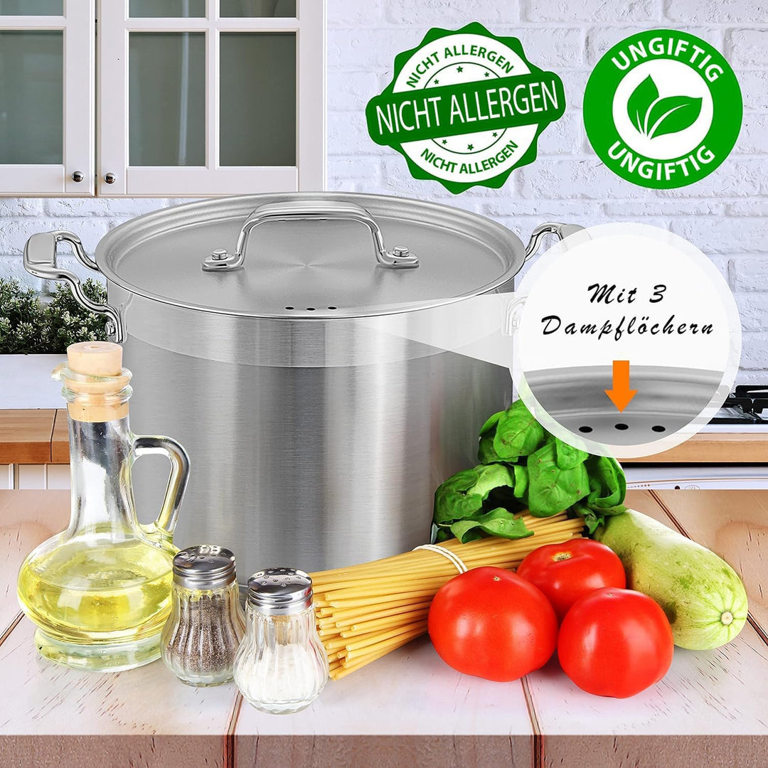 NutriChef 8 Liter Edelstahl-Topf - 18/8 Lebensmittelqualität Schwerer Grosser Suppentopf für Eintöpf