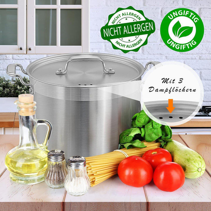 NutriChef 8 Liter Edelstahl-Topf - 18/8 Lebensmittelqualität Schwerer Grosser Suppentopf für Eintöpf