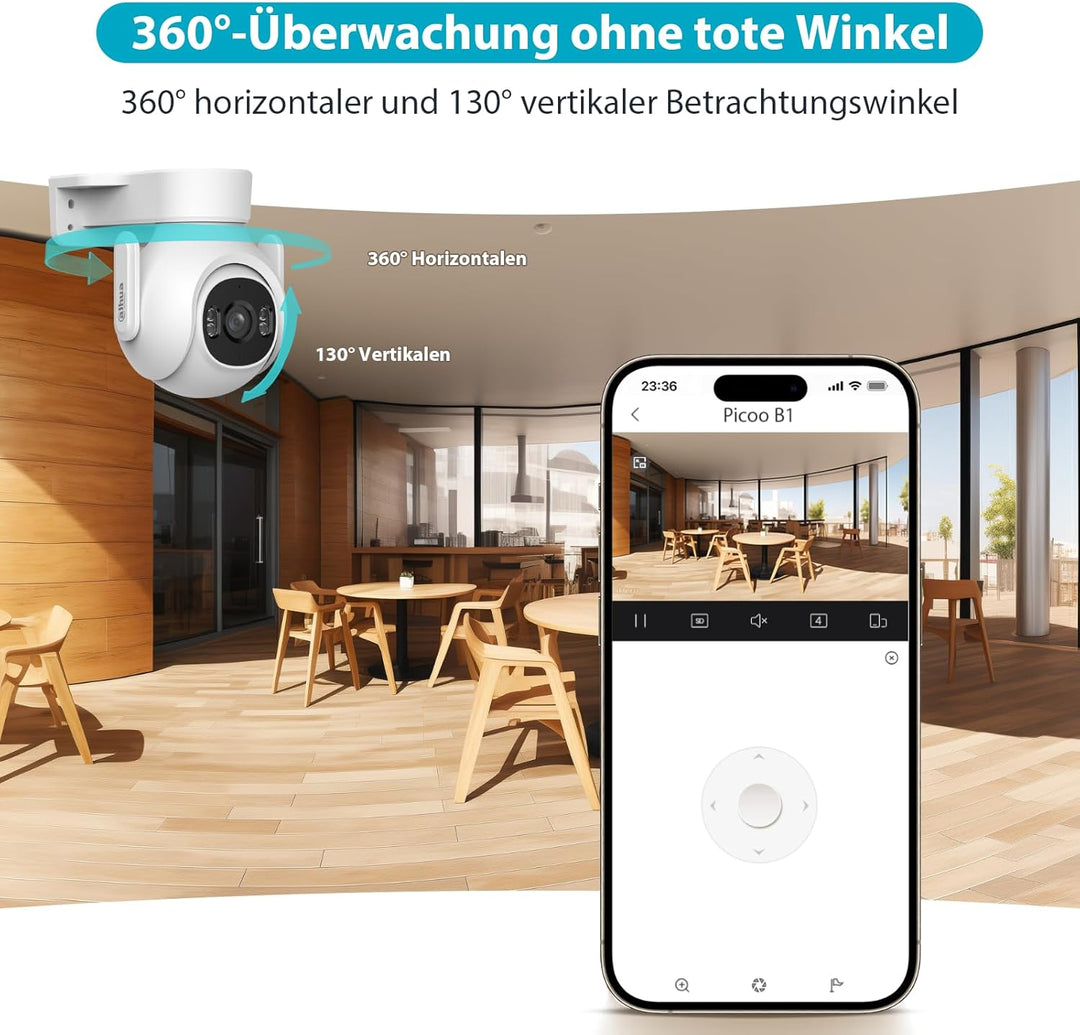 Dahua P5B-PV 5MP Überwachungskamera Aussen, Kamera Überwachung Aussen, Camera Outdoor mit KI-Erkennu