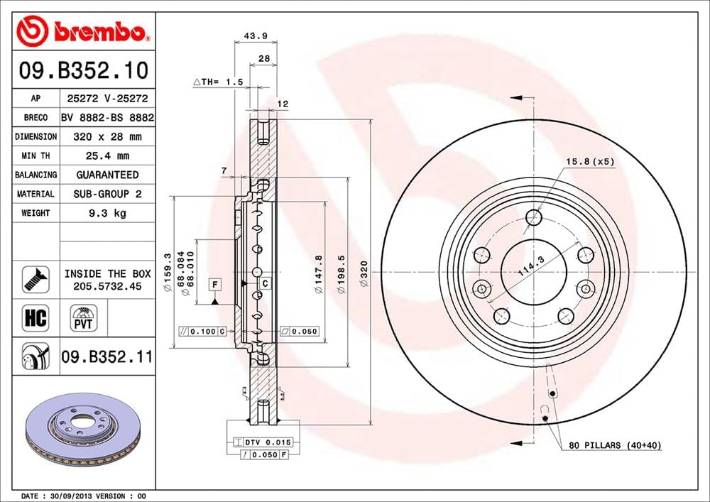 Brembo 09.B352.11 Vordere Bremsscheibe