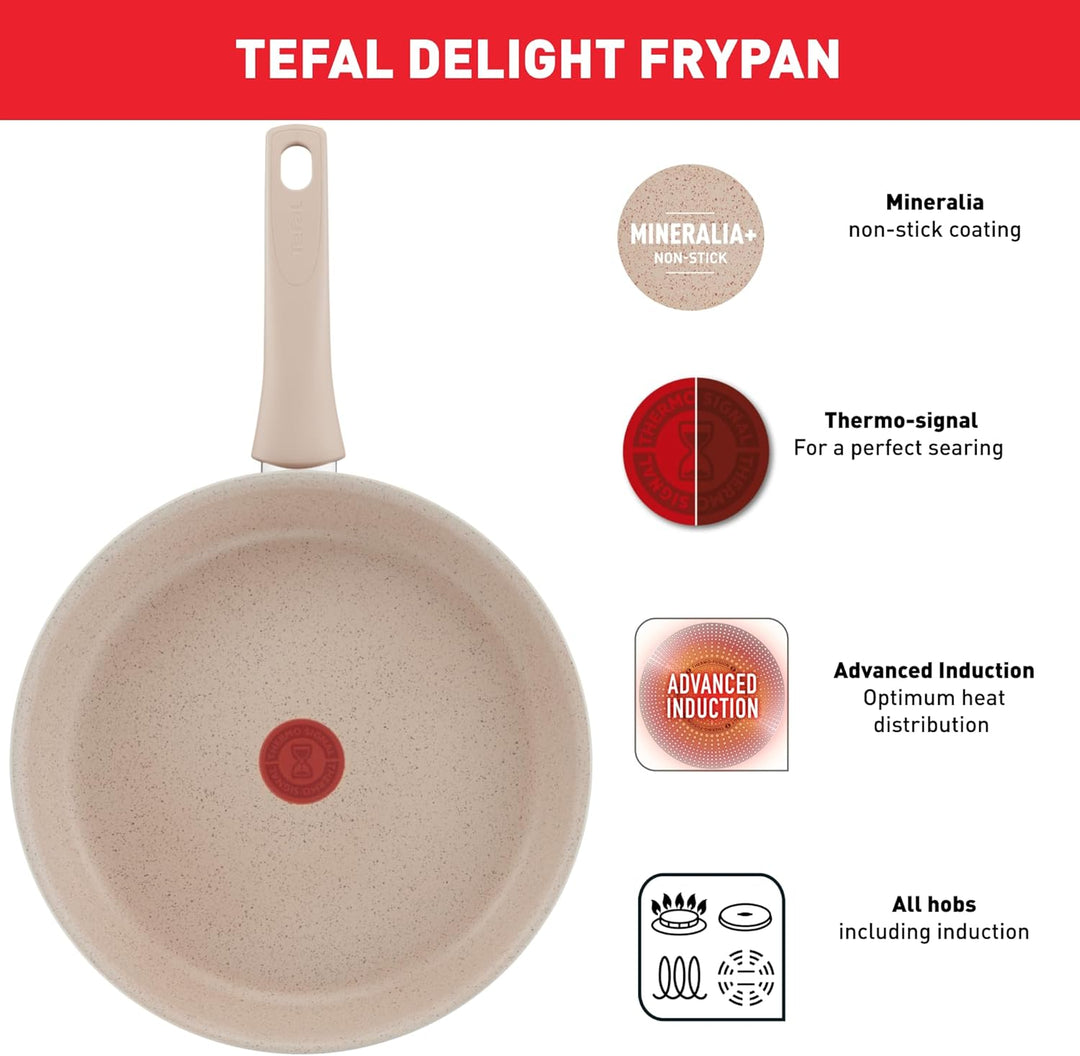 Tefal G29304 Delight Bratpfanne 24 cm | unbedenkliche Antihaftversiegelung | Thermo-Signal Temperatu