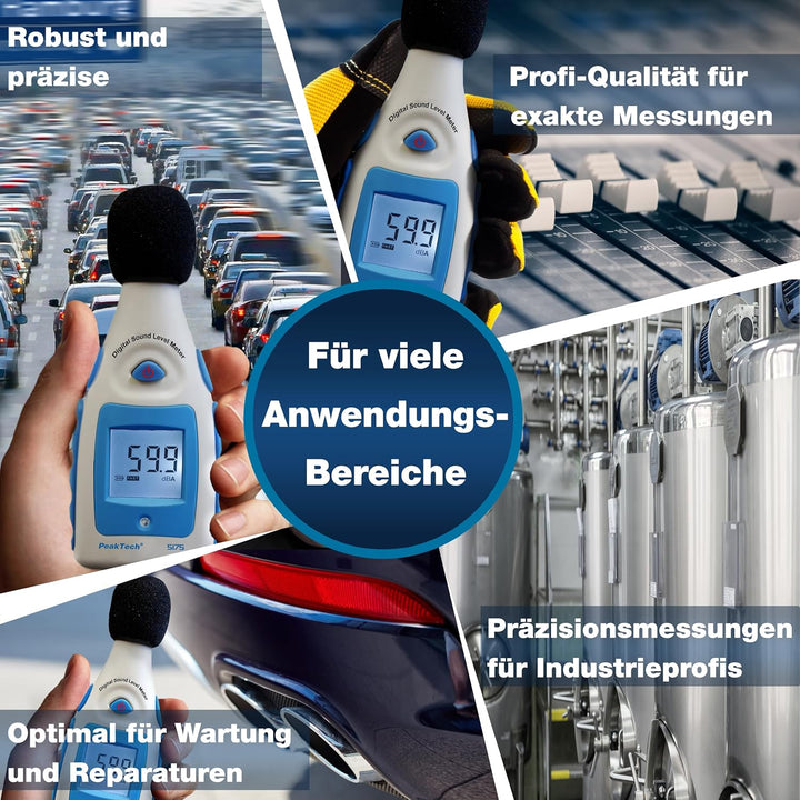PeakTech Digital Schallpegelmessgerät 30-130 Db in A-Bewertung, 1/2 Zoll Mikrofon, Klasse 2, Lärmmes
