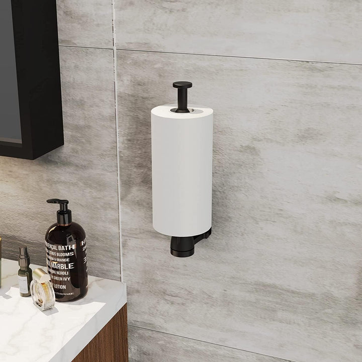 VEHHE Küchenrollenhalter mit Dämpfungseffekt, Küchenrollenhalter ohne Bohren Schwarz, Hängend Stark