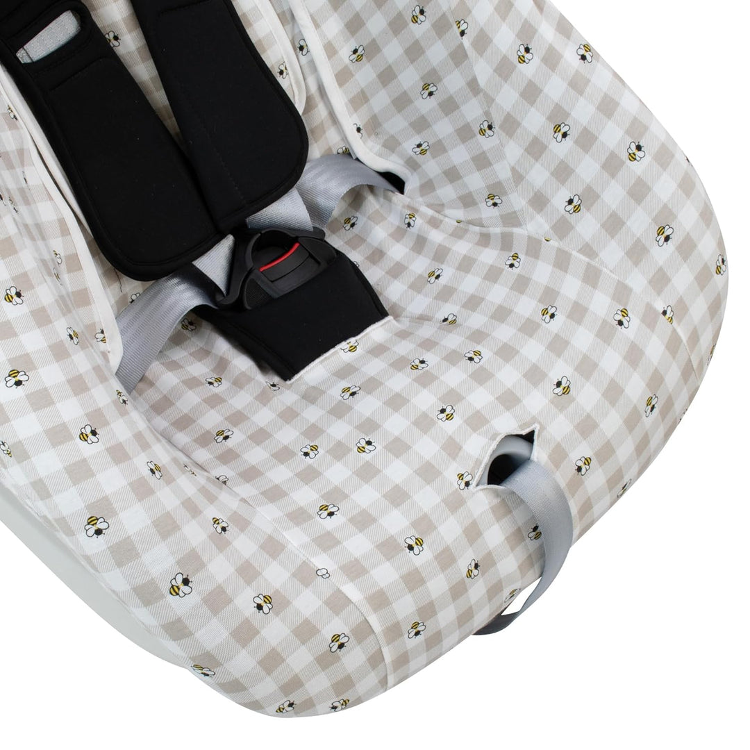 JYOKO Kids Universal-Autositzbezug aus Baumwolle mit Kopfteil (Picnic Vichy) Picknick Vichy, Picknic