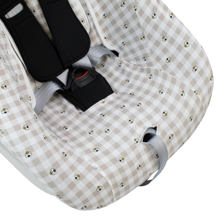 JYOKO Kids Universal-Autositzbezug aus Baumwolle mit Kopfteil (Picnic Vichy) Picknick Vichy, Picknic