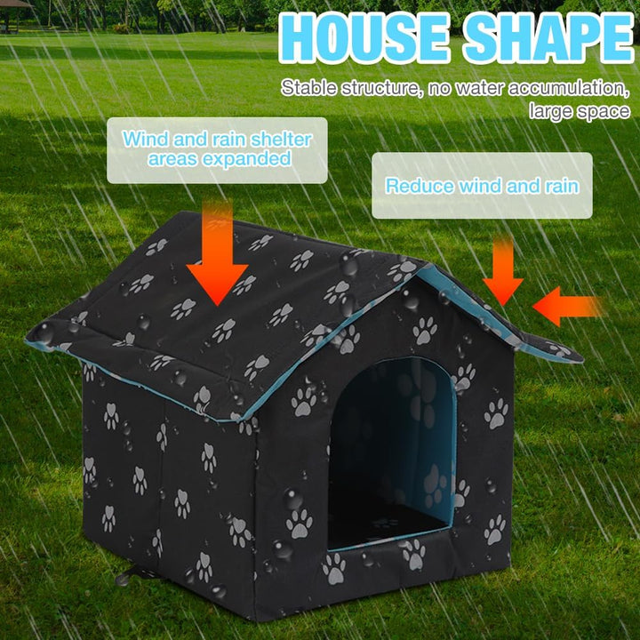 Katzenhaus Outdoor Winterfest, 35x33x30CM Wetterfest Katzenhaus für Draussen Gross mit Abnehmbarem W