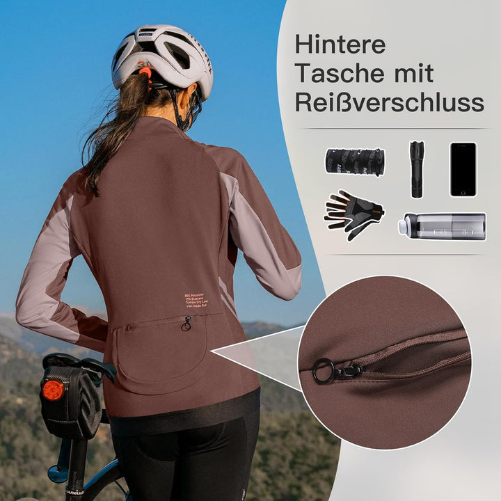 Santic Fahrradjacke Damen Winter Thermo Jacken Winddichte Laufjacke Leichte Atmungsaktiv Langarm Ref