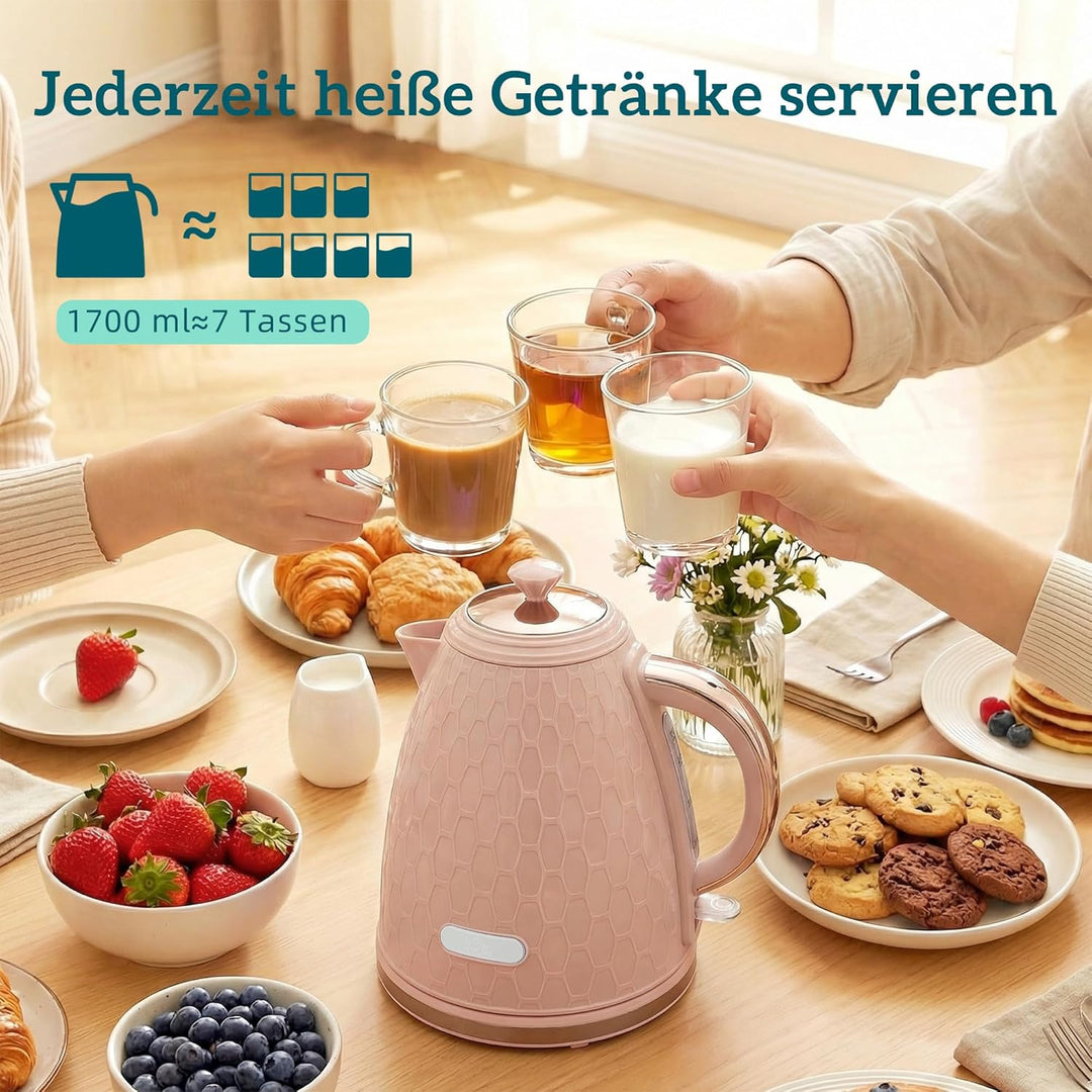 HOMCOM Wasserkocher- und Toaster-Set, 1,7L 2200W Schnellkoch-Wasserkocher mit automatischer Abschalt
