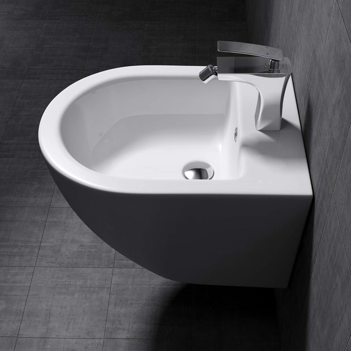 Mai &amp; Mai Hänge-Bidet D179 Weiss 48,5x36x36cm aus Keramik 1-Hahnloch schmutzabweisende Oberfläche We