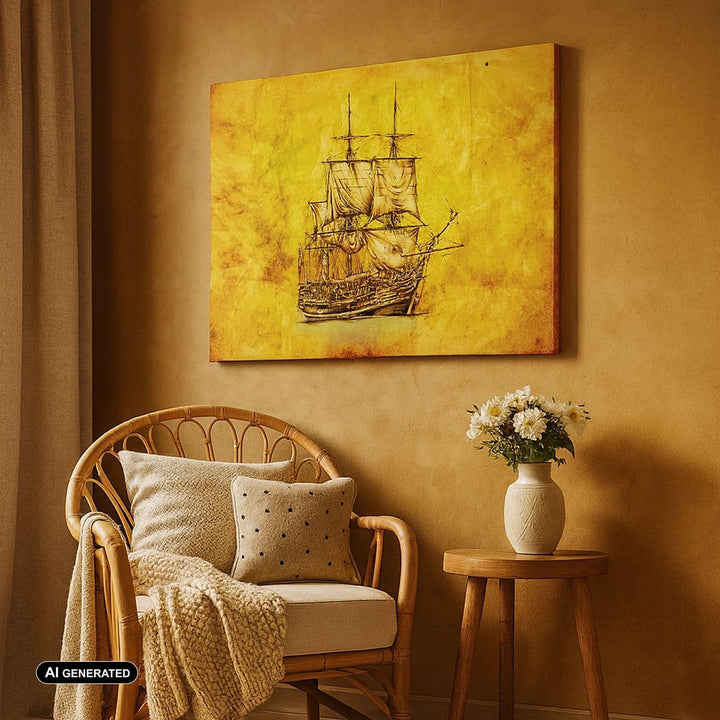 Bilder auf Leinwand Piratenschiff Ozean Schatz Leinwandbild 70x50cm Wandbilder Dekoration Wohnzimmer