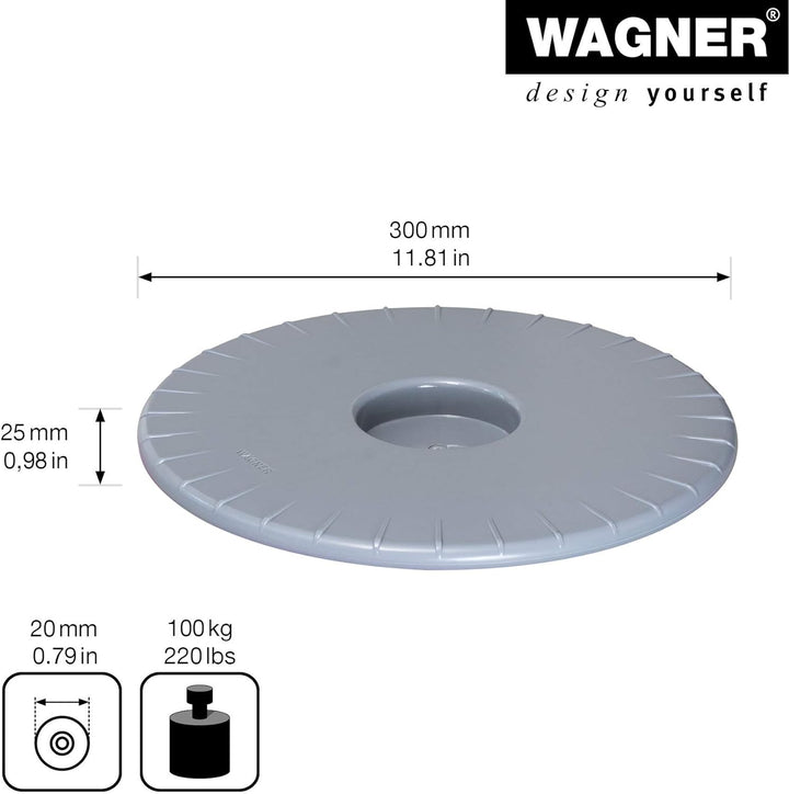 WAGNER Pflanzenroller ULTRAFLAT Ø 30 x 2,5 cm I Pflanzenroller für den Innenbereich, silbergrau I Ex