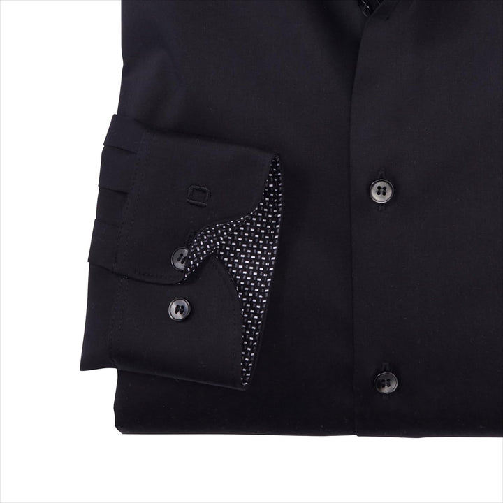 OLYMP Herren Businesshemd Langarm Level Five,Satin,Body fit,Modern Kent 45 Schwarz 68, 45 Schwarz 68