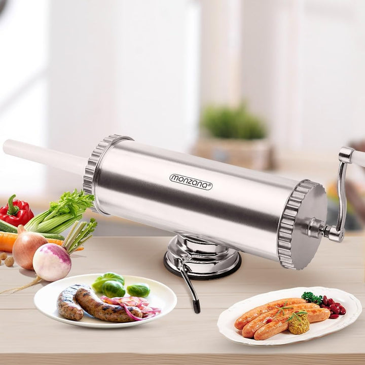 Deuba Wurstfüller Aluminium mit Tischklemme 3 Füllrohre Wurstfüllmaschine Manuell 2,5 kg Füllmenge W