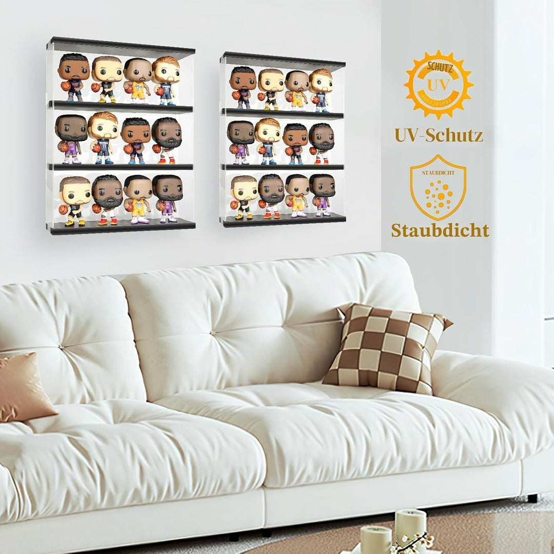 DuvinDD Acryl-Vitrine für Sammlerobjekte, Funko, Pop-Regal, transparent, zur Wandmontage oder auf de
