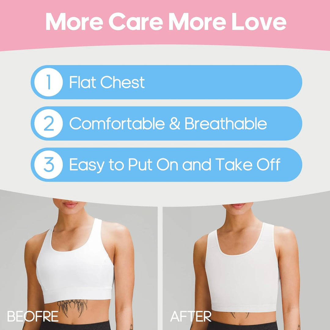 Brust Binder für Transgender FTM Atmungsaktive Halb Breast Binder Kompression BH Weiss 3XL, Weiss 3X