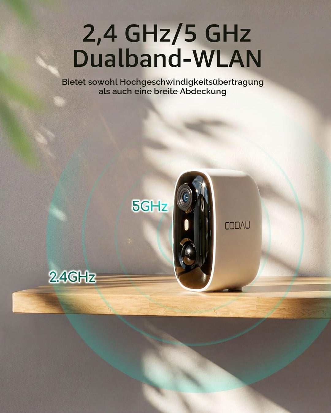 COOAU 4MP Überwachungskamera Aussen Solar, 2.5K Kabellose WLAN Akku Kamera Überwachung mit Solarpane