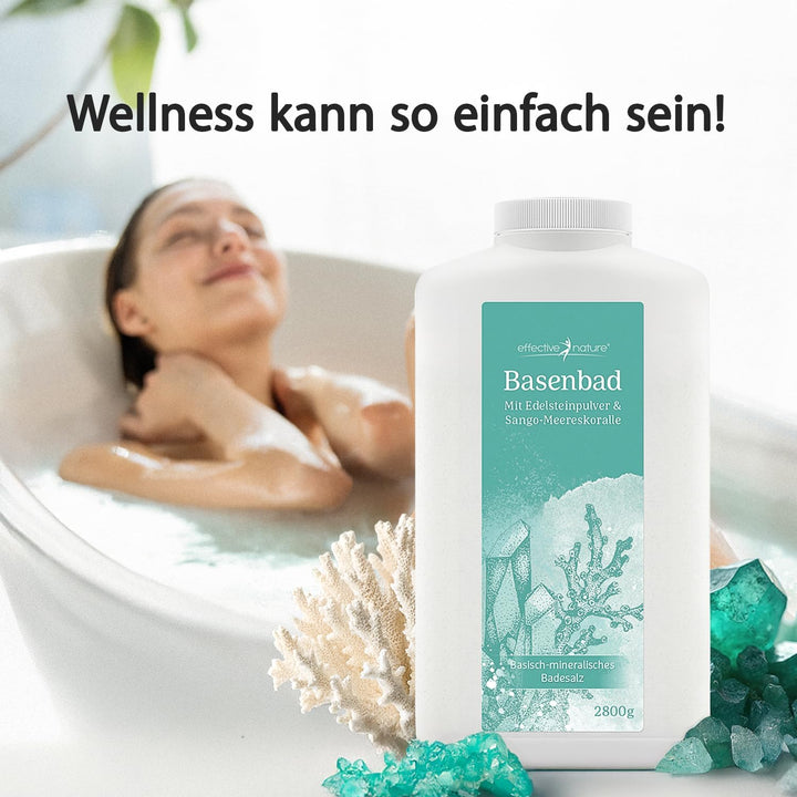 effective nature Basenbad - basisches Badesalz mit Sango-Meereskoralle & Edelsteinpulver - ergiebige