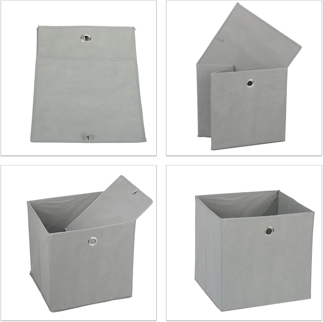 Relaxdays Aufbewahrungsbox 4er Set, Faltbare Regalboxen, HxBxT: 30 x 30 x 30 cm, Grifflöcher, Faltbo