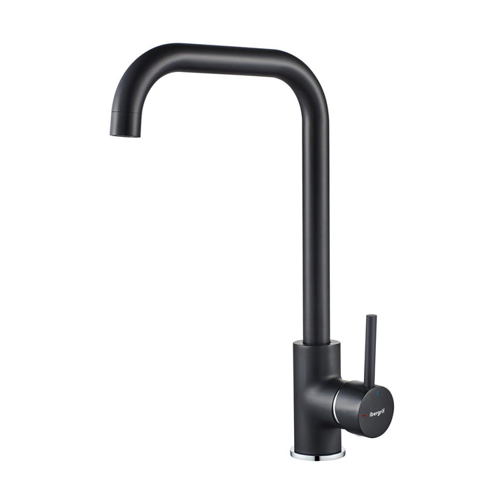 IBERGRIF M22105B, Hoch Küchenarmatur, Einhebel Spültischarmatur, Wasserhahn für Küche, Schwarz, Schw