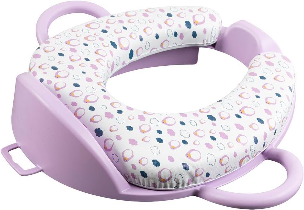 Poupy WC-Verkleinerer für Kinder, weich, lila, mit zwei Griffen, einer Rückenlehne und einem grossen