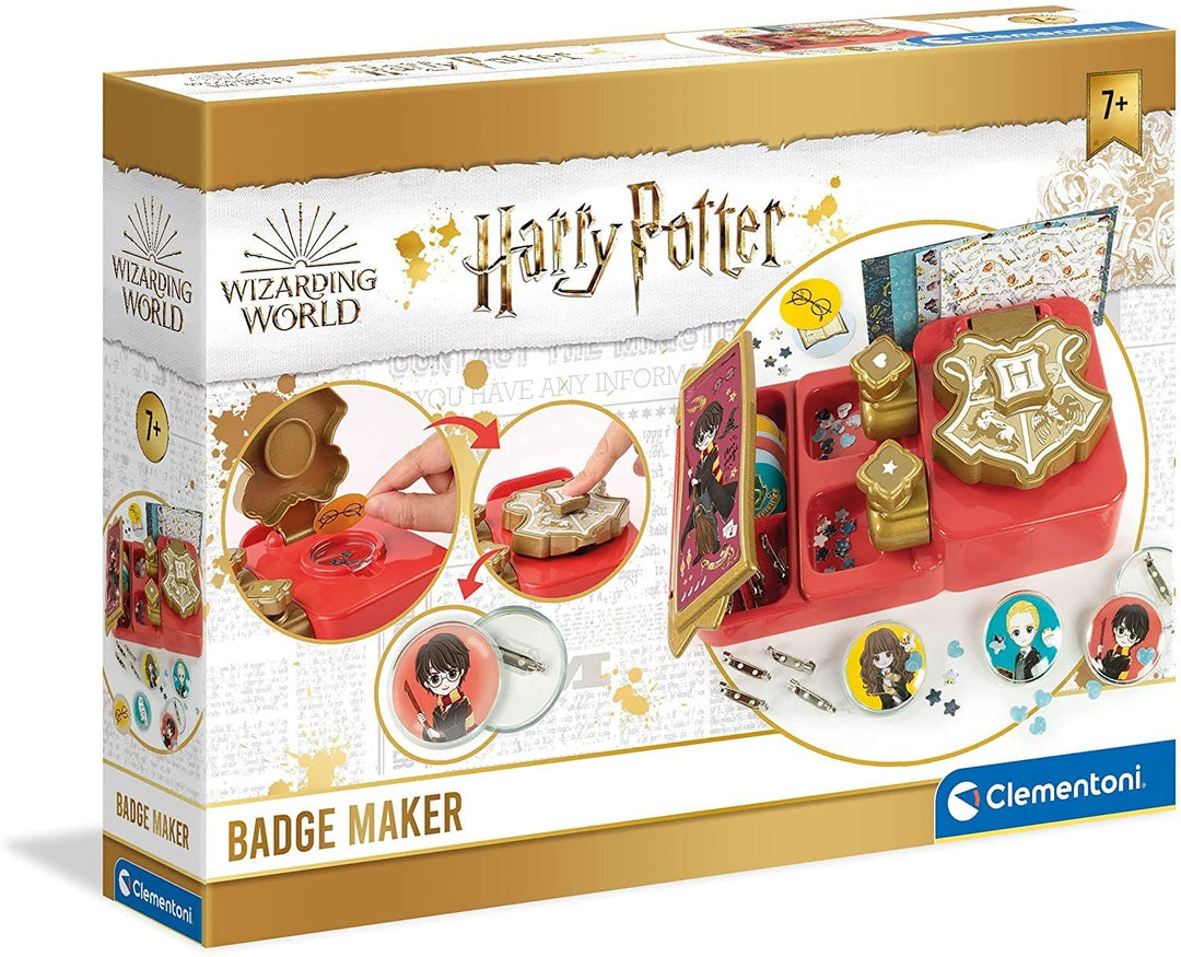 Clementoni 18669 Harry Potter Button-Maker, DIY Kreativspiel zum Herstellen von Pins mit magischen M