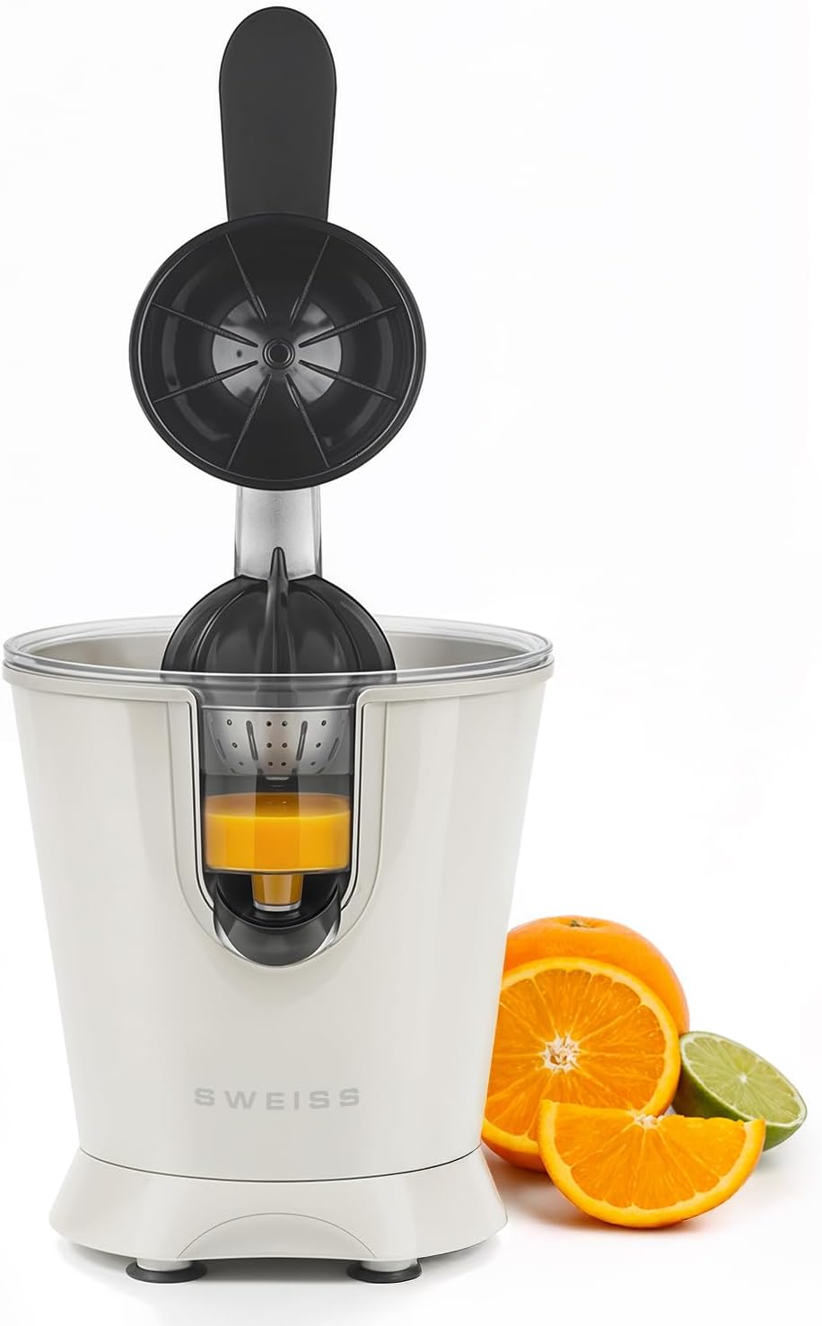 SWEISS ZEST8 Elektrische Zitruspresse, professionell, tropffreier Ausgiesser, spülmaschinenfest, lei