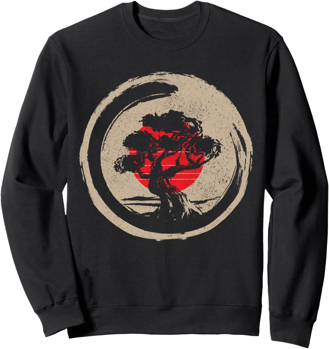 Bonsai Baum Japanische Flagge Zen Vintage Geschenk Sweatshirt