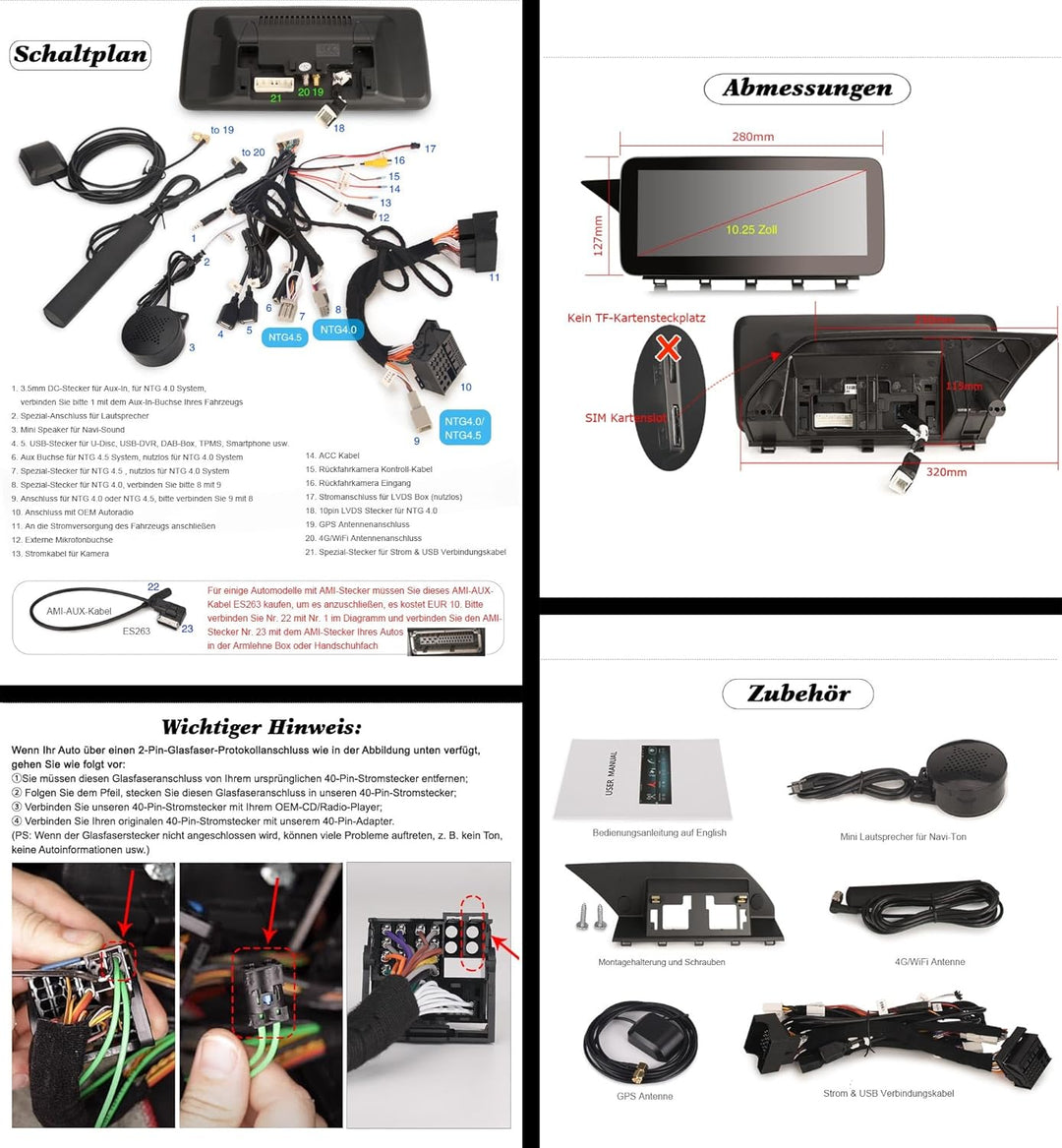 10,25 Zoll IPS Bildschirm 8-Kern Android 13 DAB+ Autoradio für Mercedes GLK-Klasse X204 NTG 4.0 mit