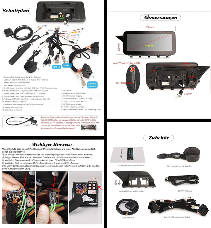 10,25 Zoll IPS Bildschirm 8-Kern Android 13 DAB+ Autoradio für Mercedes GLK-Klasse X204 NTG 4.0 mit