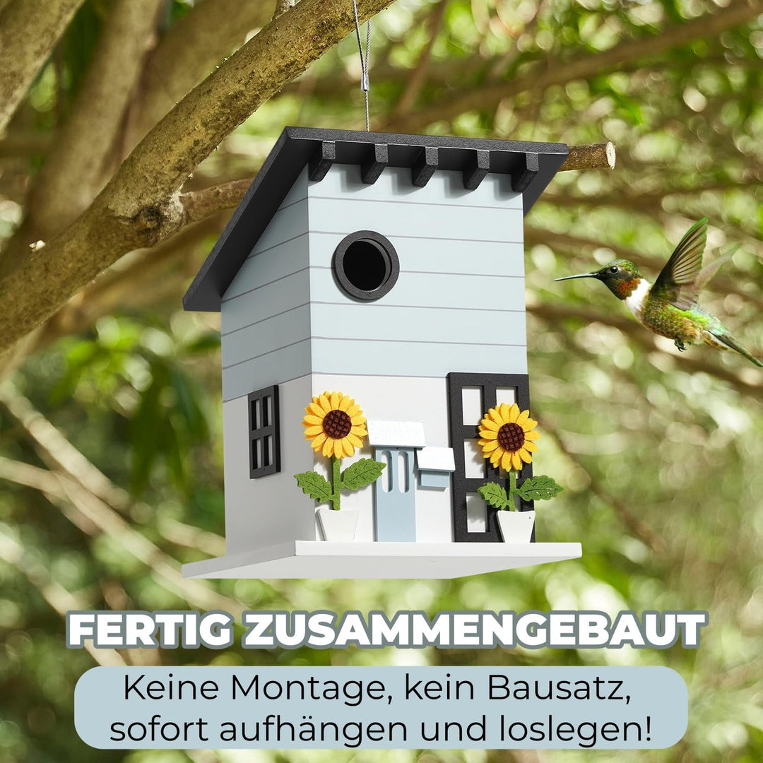 Deko Vogelhaus zum Aufhängen - Nistkasten im Landhausstil für kleine Vögel, dekoratives Vogelhäusche