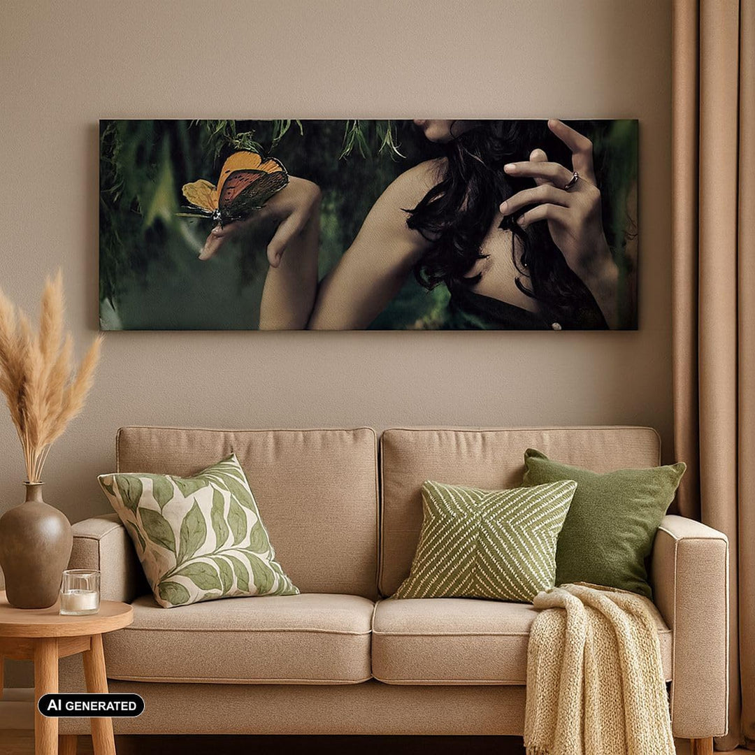 Wandbilder Dekoration Wohnzimmer Körper Kosmetik Mode Schmetterling Bilder auf Leinwand 120x50cm Lei