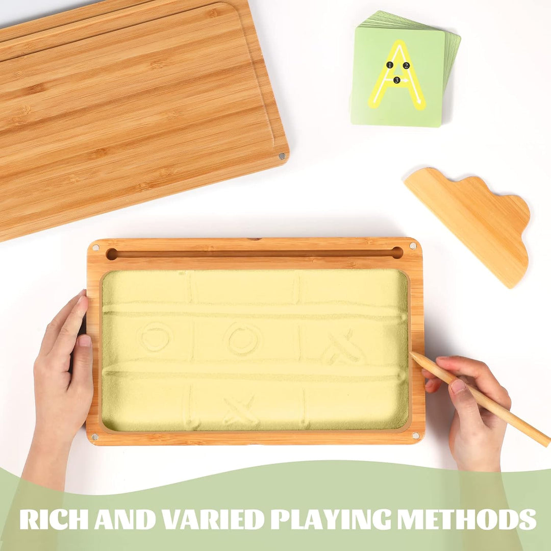 AtMini Montessori sandtablet Frühes Training buchstaben und Zeichens pielzeug Holz Montessori Sandti
