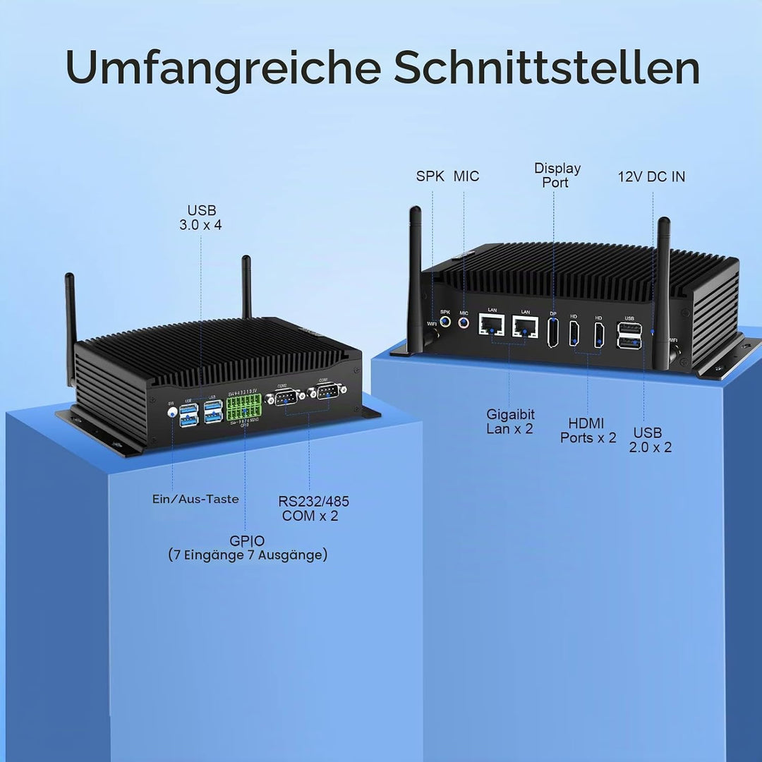 HYSTOU Mini PC Lüfterlos Windows 11 Pro, Fanless Mini PC 16GB Ram DDR4 512 GB SSD I7 10810U (bis zu