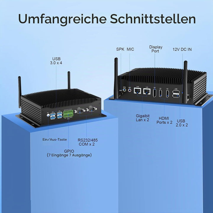 HYSTOU Mini PC Lüfterlos, Industrie PC Windows 11 Pro 16GB Ram DDR4 256GB SSD i5 10210U(bis zu 4,2GH