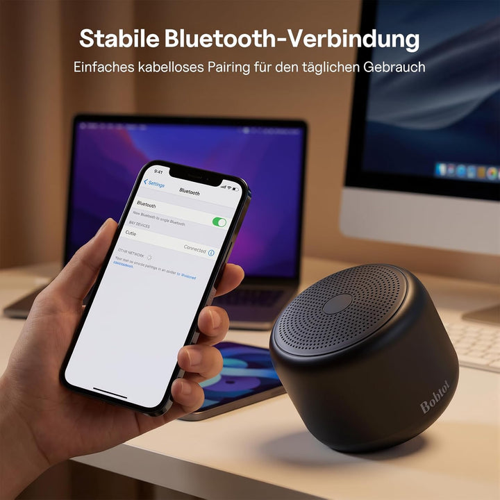 Bobtot Tragbarer Bluetooth-Lautsprecher, kabelloser wasserdichter Lautsprecher mit lautem Stereo-Sou