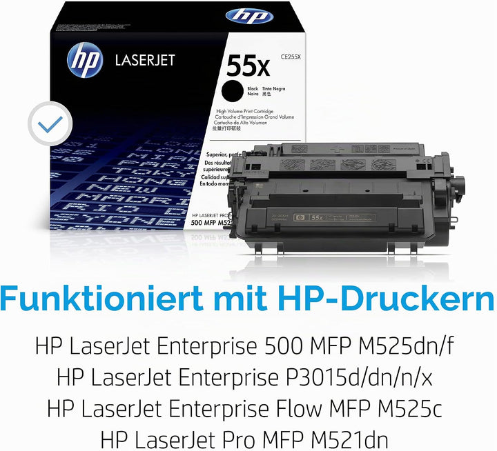 HP 55X (CE255X) Schwarz Original Toner mit hoher Reichweite für HP Laserjet Enterprise P3015, M525,